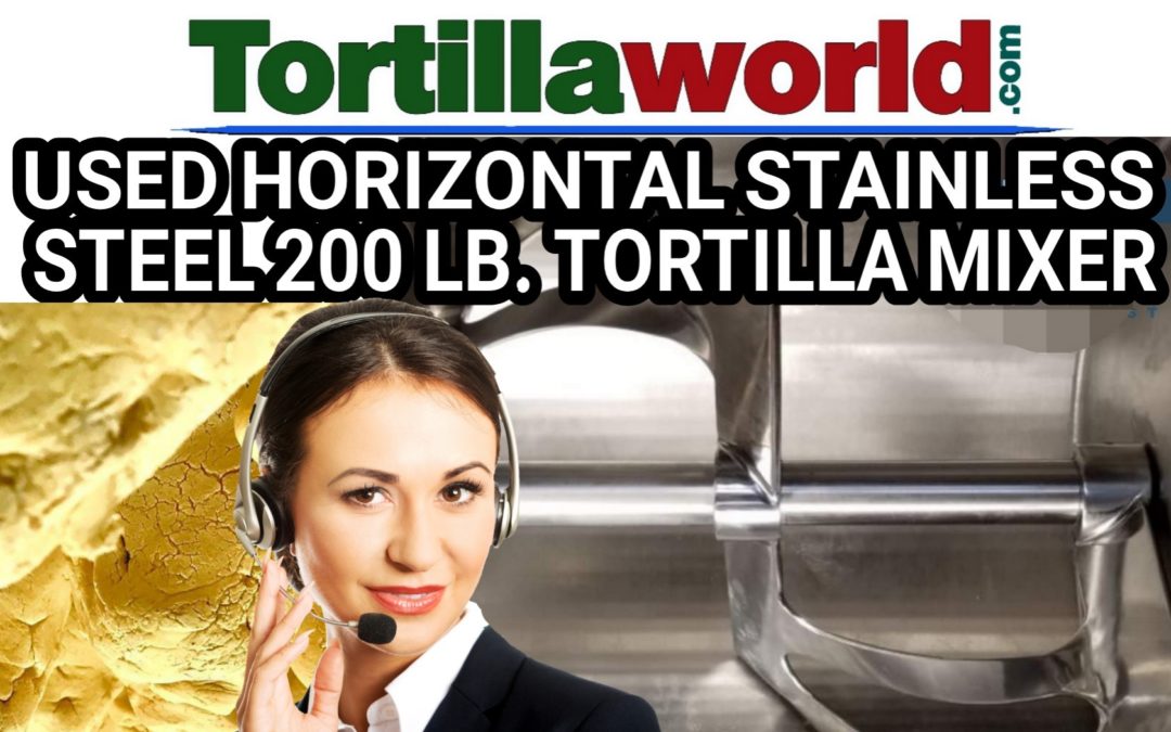 Used horizontal 200 lb. tortilla mixer for sale.