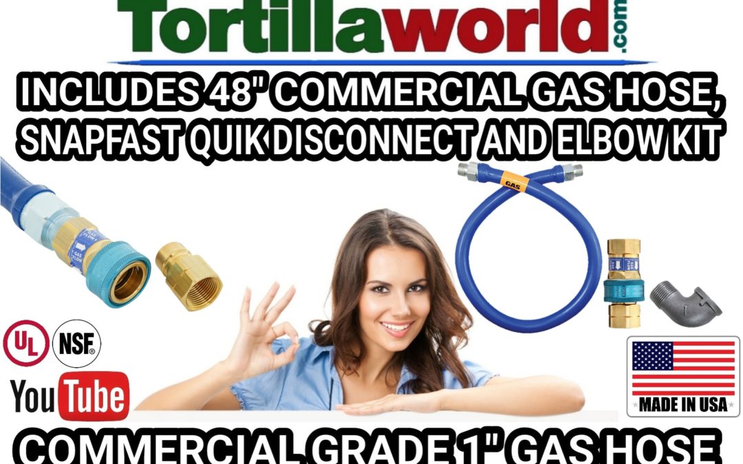 48″ commercial grade 1″ gas hose snapfast quick disconnect & elbow kit for sale.