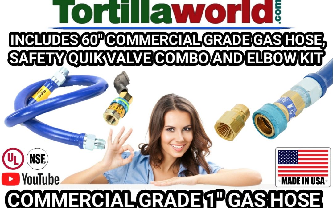 60″ commercial 1″ gas hose safety quik valve combo & elbow kit for sale.