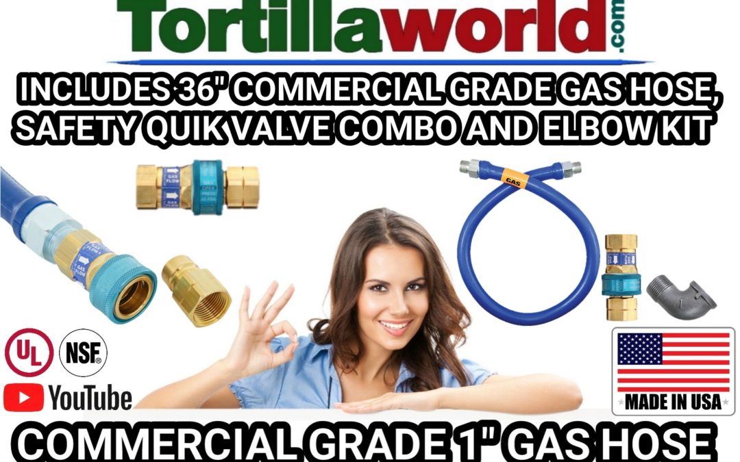 36″ commercial 1″ gas hose safety quik valve combo & elbow kit for sale.
