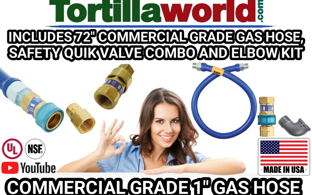 72″ commercial 1″ gas hose safety quik valve combo & elbow kit for sale.