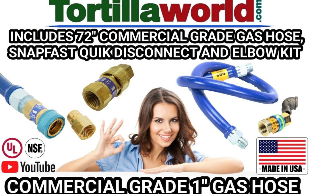 72″ commercial 1″ gas hose snapfast quick disconnect & elbow kit for sale.