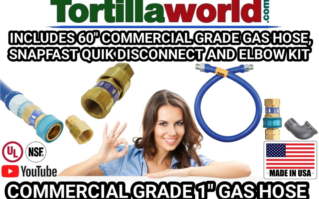 60″ commercial grade 1″ gas hose snapfast quick disconnect & elbow kit for sale.