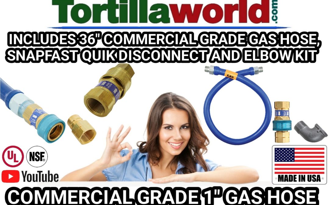 36″ commercial 1″ gas hose snapfast quick disconnect & elbow kit for sale.