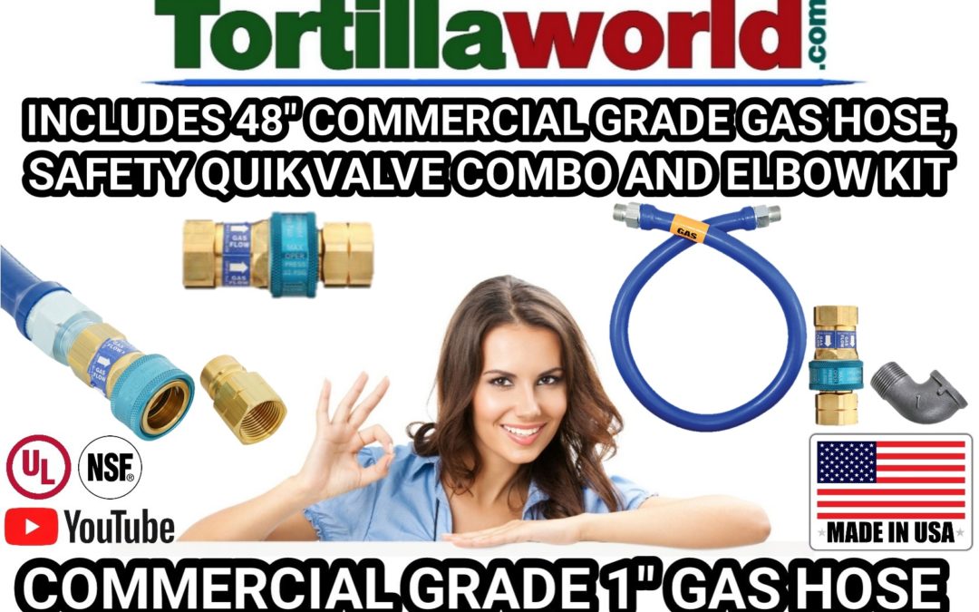 48″ commercial 1″ gas hose safety quik valve combo & elbow kit for sale.