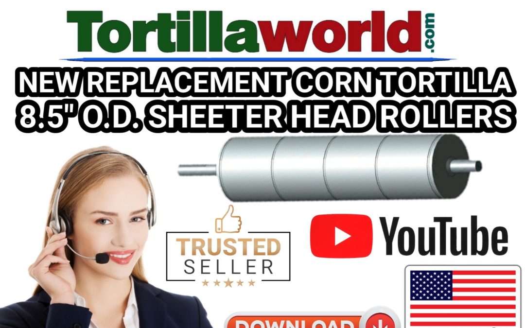 Replacement 4 row corn tortilla 8½” O.D. rollers for sale.