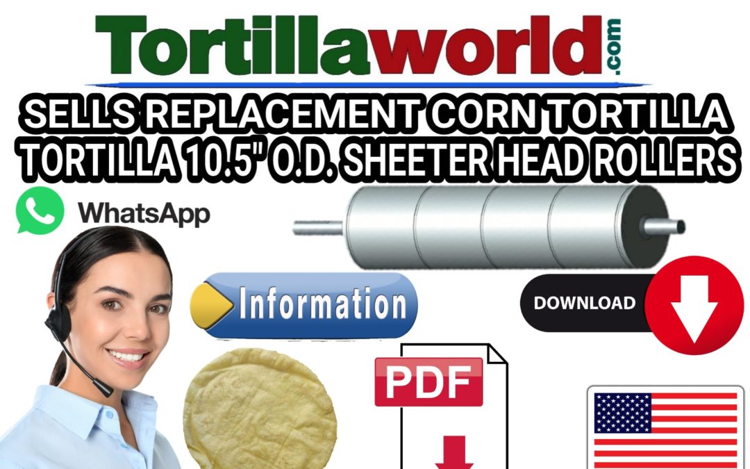 Replacement 4 row corn tortilla 10½” O.D. rollers for sale.