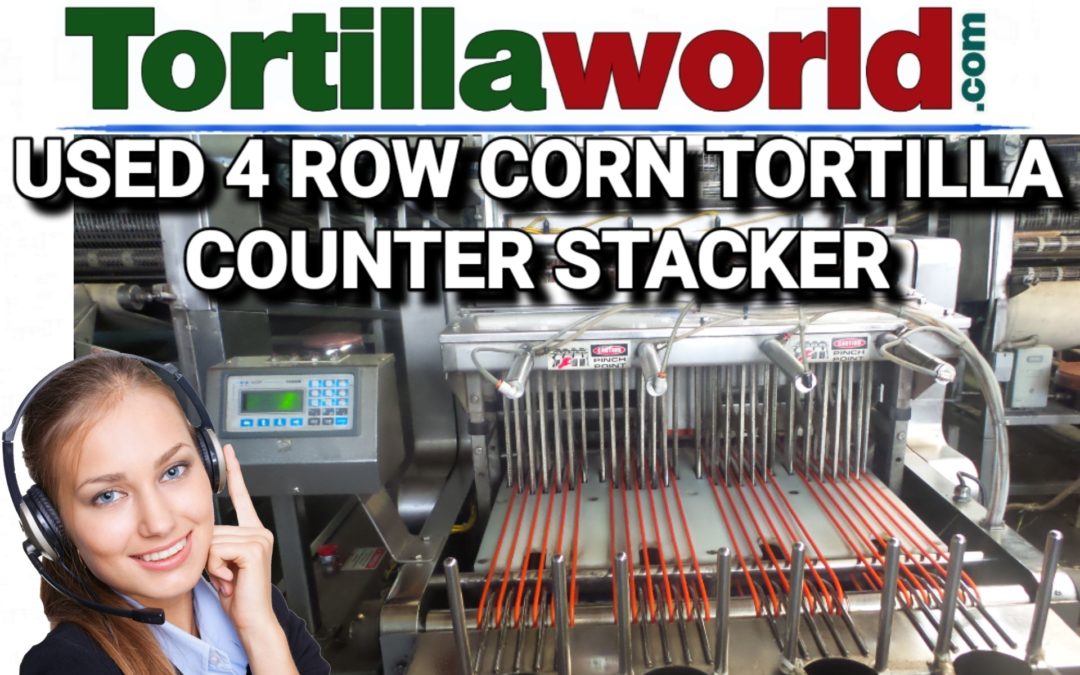 Used Arr-Tech corn tortilla 4 row counter stacker for sale.