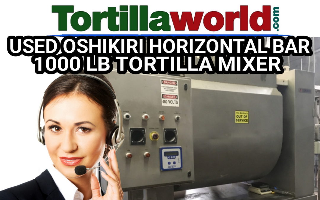 Refurbished Oshikiri 1000 lb. Horizontal bar mixer for sale.