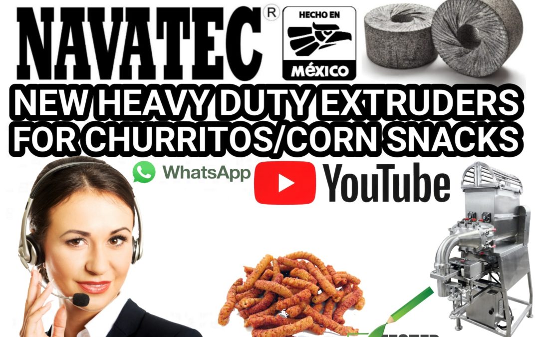 Navatec® extruders for churritos (corn snacks) for sale.