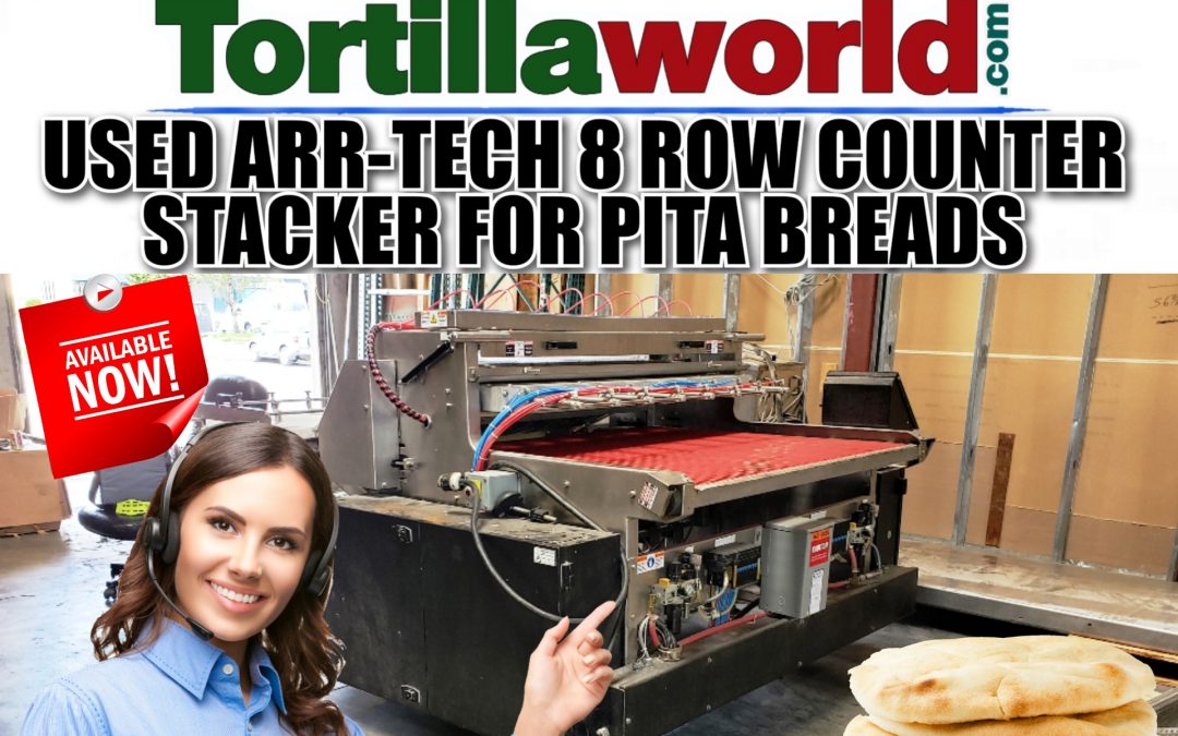 Used Arr-Tech 8 row counter stacker for pita/flat bread for sale.