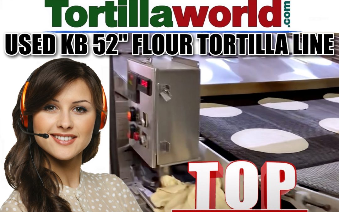Used 52″ KB flour tortilla line for sale.