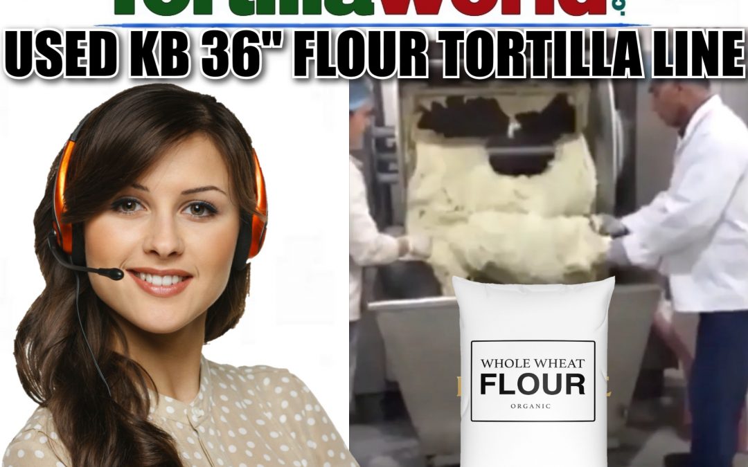Used 36″ KB flour tortilla line for sale.
