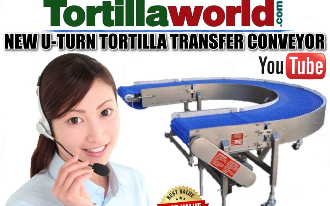 New tortilla U-turn transfer conveyor for sale.