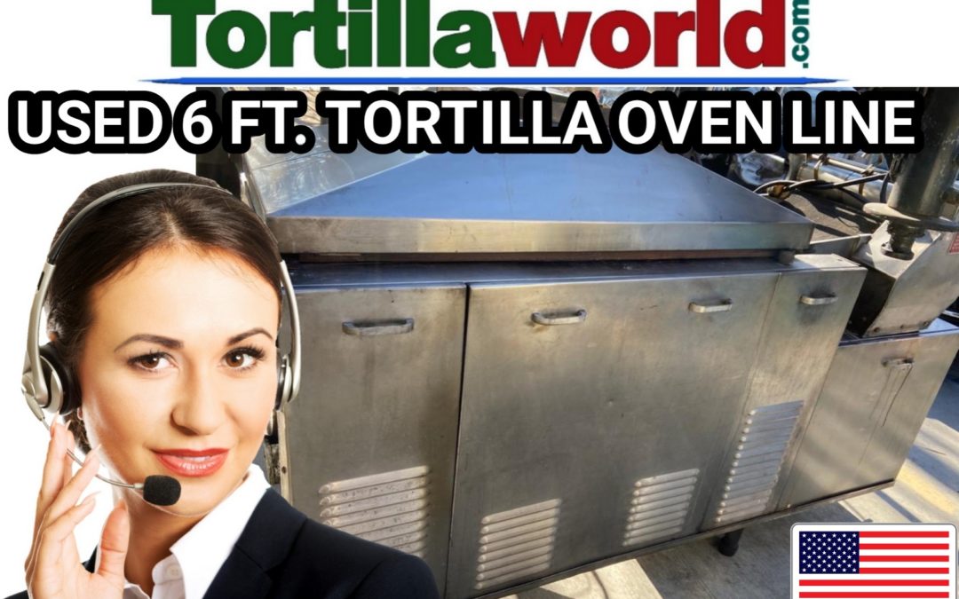 Used 6 ft. oven corn tortilla line for sale.