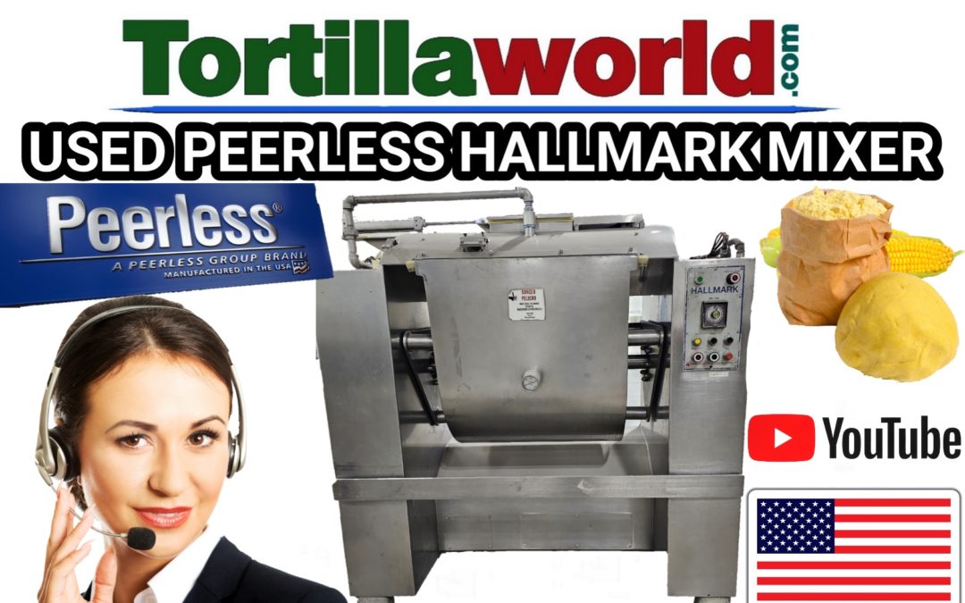 Used Peerless horizontal 400 lb. tortilla mixer for sale.