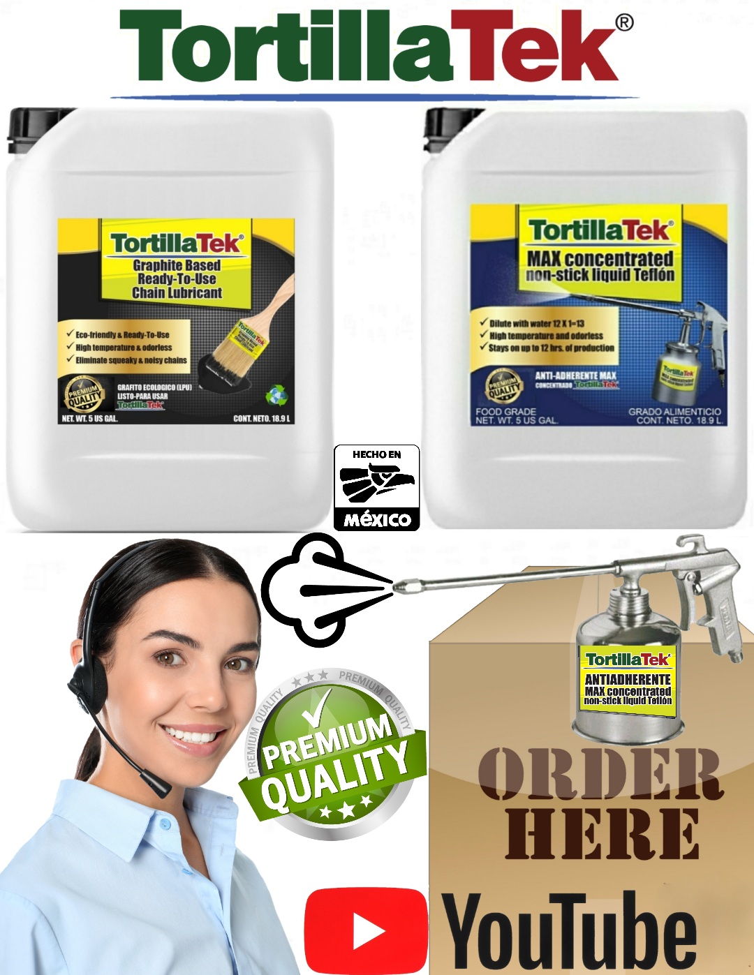TortillaTek® MAX concentrated & Ready-To-Use (RTU) non-stick liquid teflon and Eco-Friendly Ready-To-Use Graphite based oven chain lubricant for sale